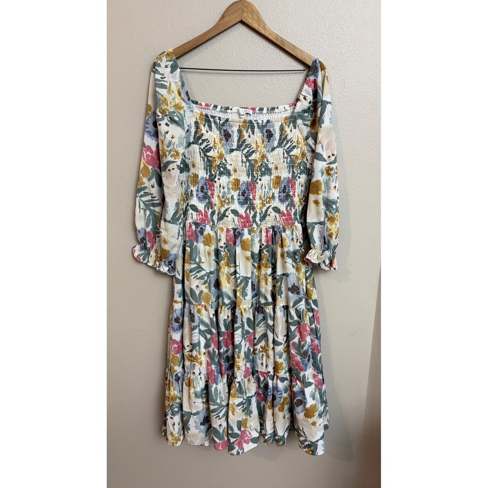 Baltic Born Dress XXL Midi Dress Floral Smocked Cottagecore Tiered Ruffle